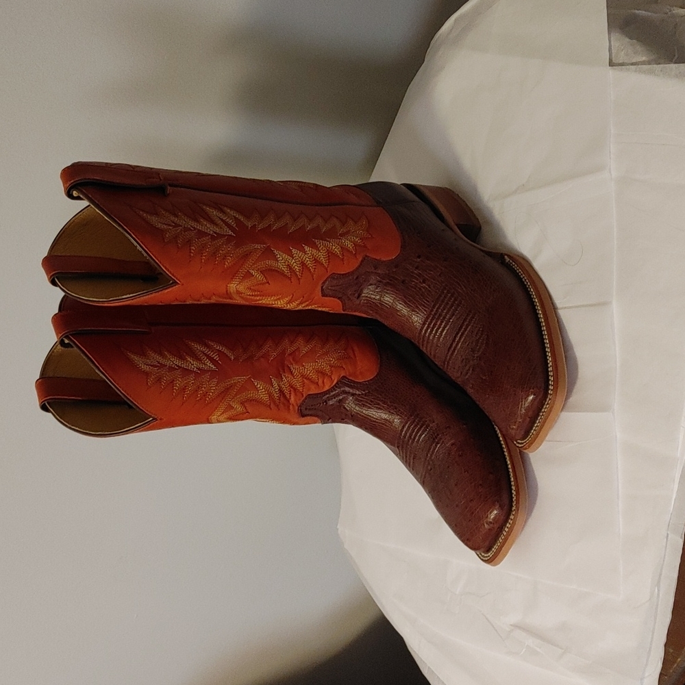 Justin Breck Dark Smooth Ostrich Boots